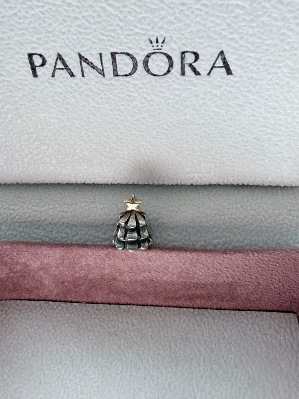 Pandora Two-Tone Christmas Tree Charm with Gold Star
